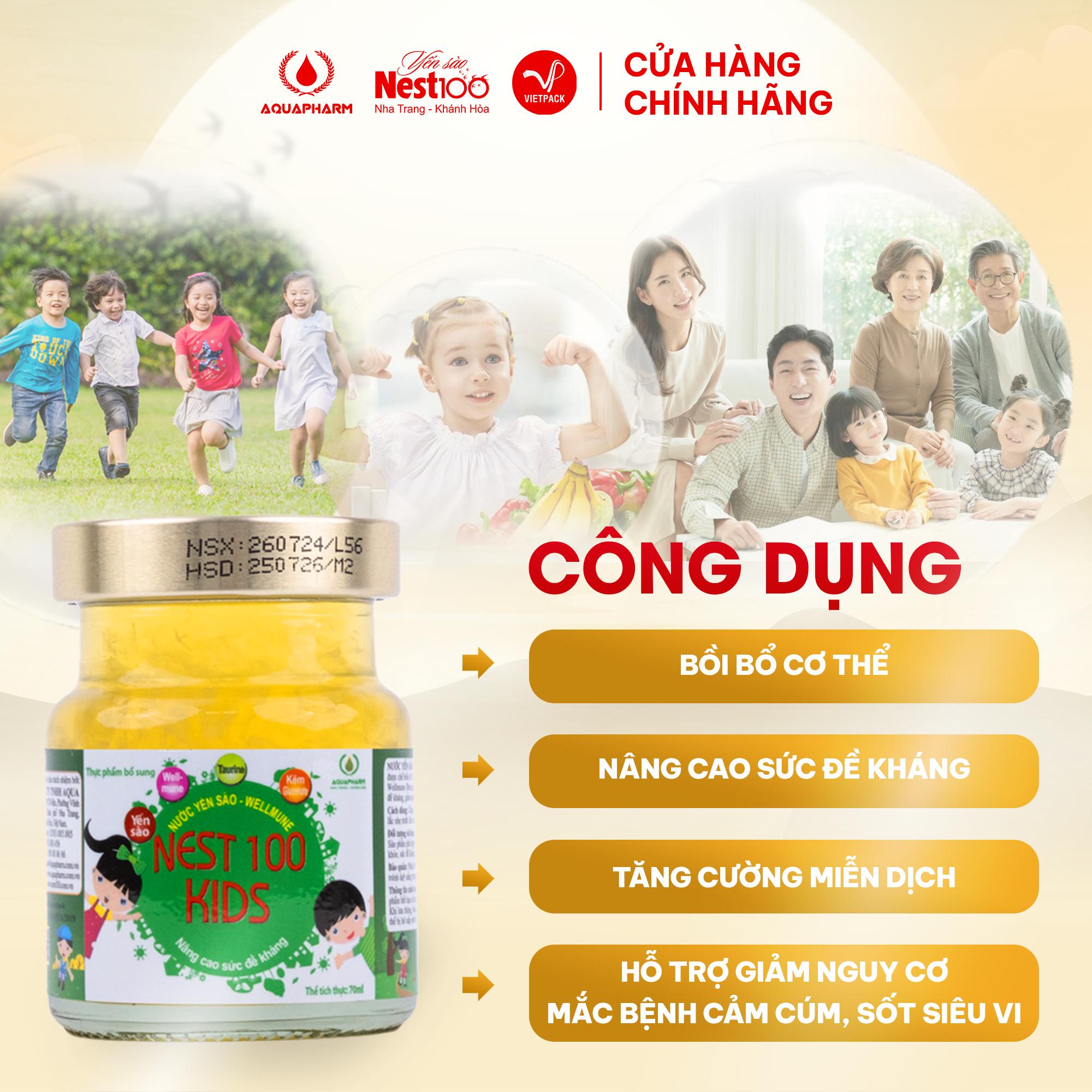 Nước Yến Sào Nest100 Kids Wellmune Lốc 4 Lọ (Tặng Đồ Chơi)