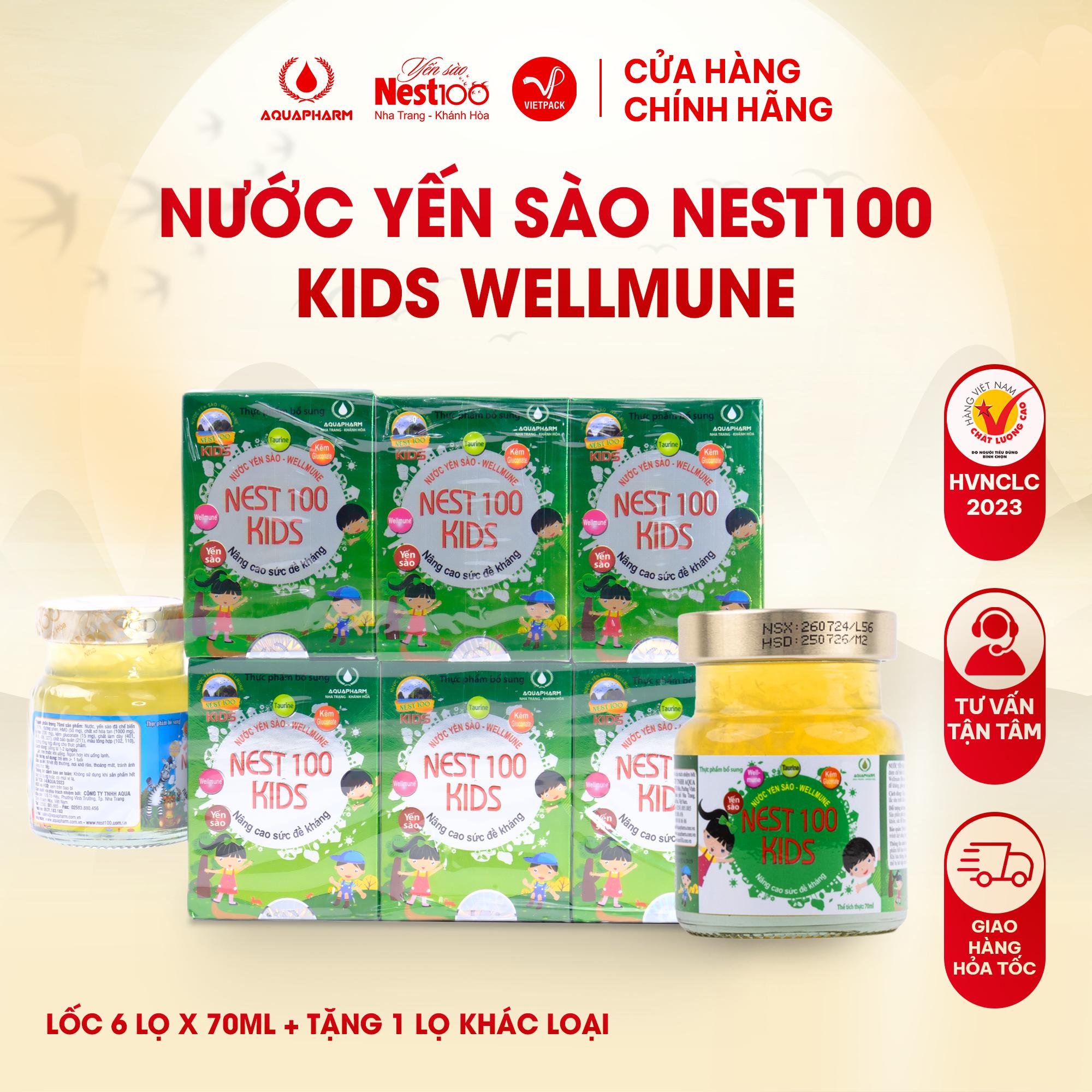 Nước Yến Sào Nest100 Kids Wellmune Lốc 6 Lọ (Tặng Thêm 1)