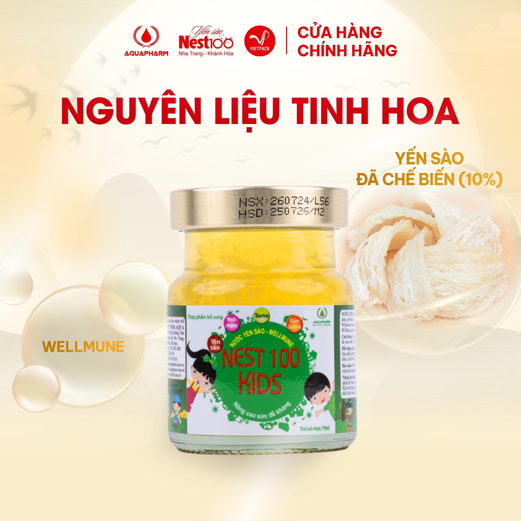 Nước Yến Sào Nest100 Kids Wellmune Lốc 4 Lọ (Tặng Đồ Chơi)