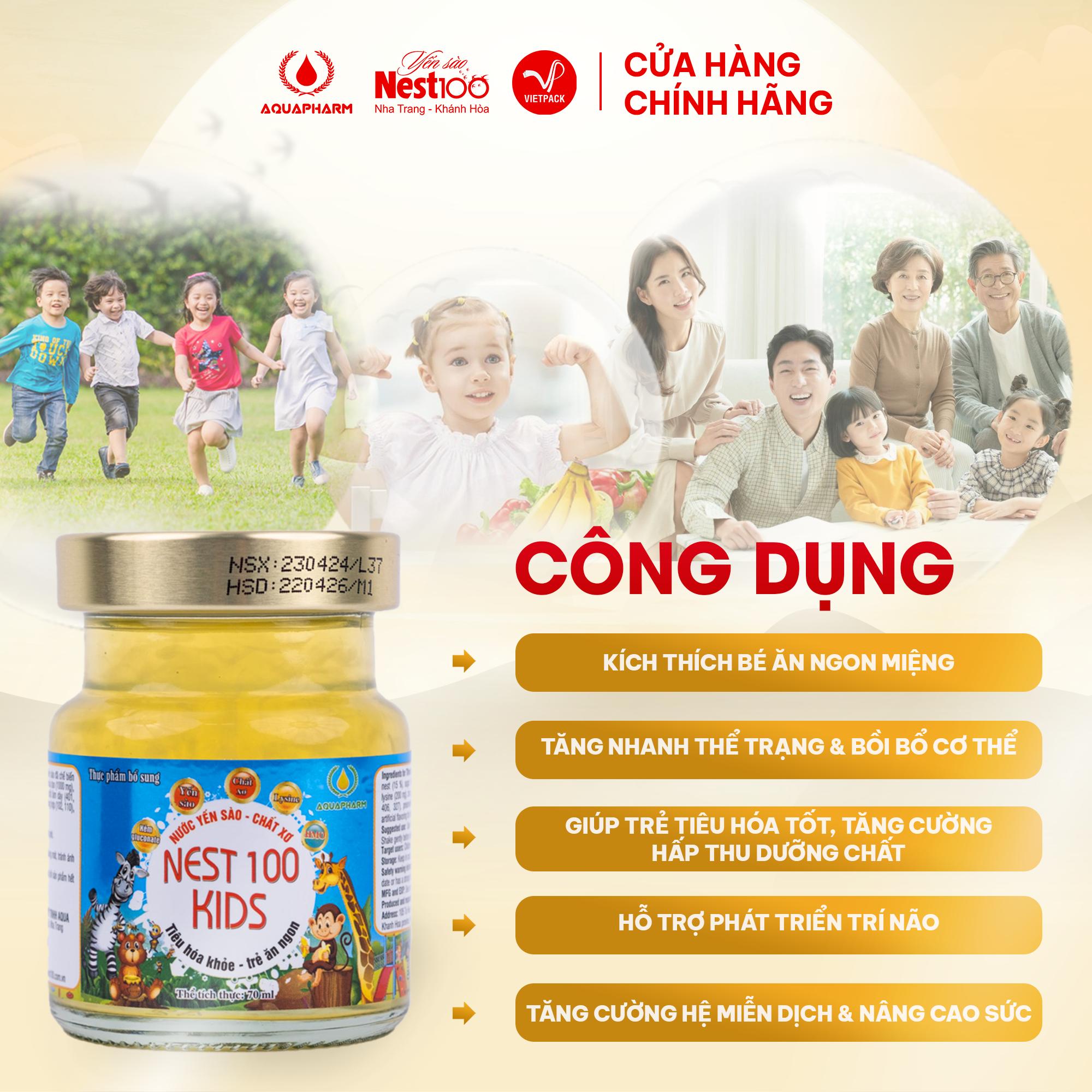Nước Yến Sào Nest100 Kids Chất Xơ Lốc 4 Lọ (Tặng Đồ Chơi)