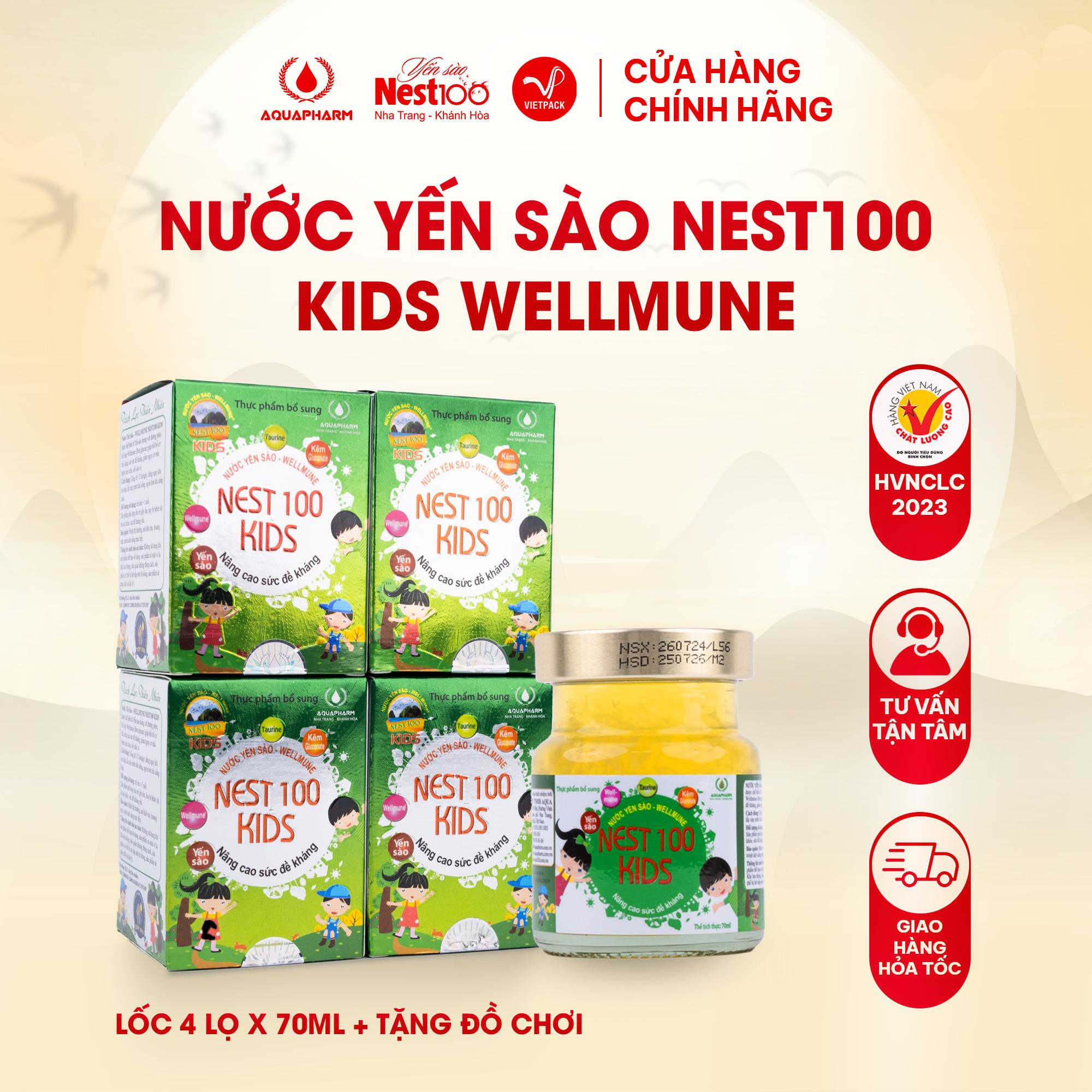 Nước Yến Sào Nest100 Kids Wellmune Lốc 4 Lọ (Tặng Đồ Chơi)